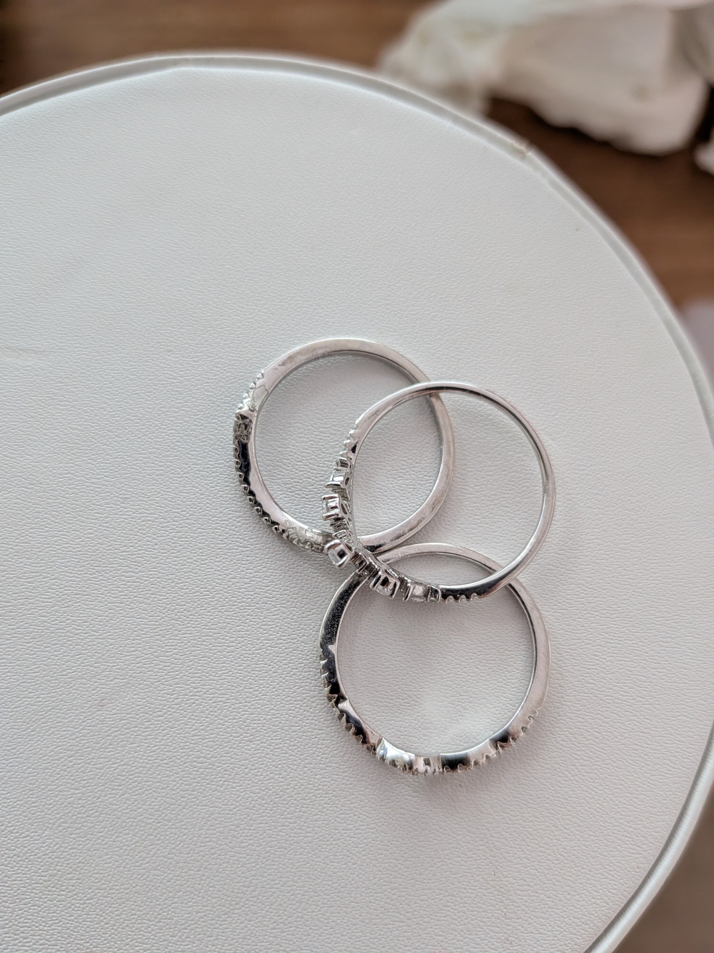 Sterling Silver Chevron .925 Pave Stackable Rings - 3 Rings - Picture 2 of 8